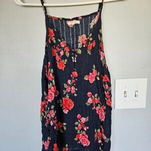 Navy Blue & Red Floral Tank